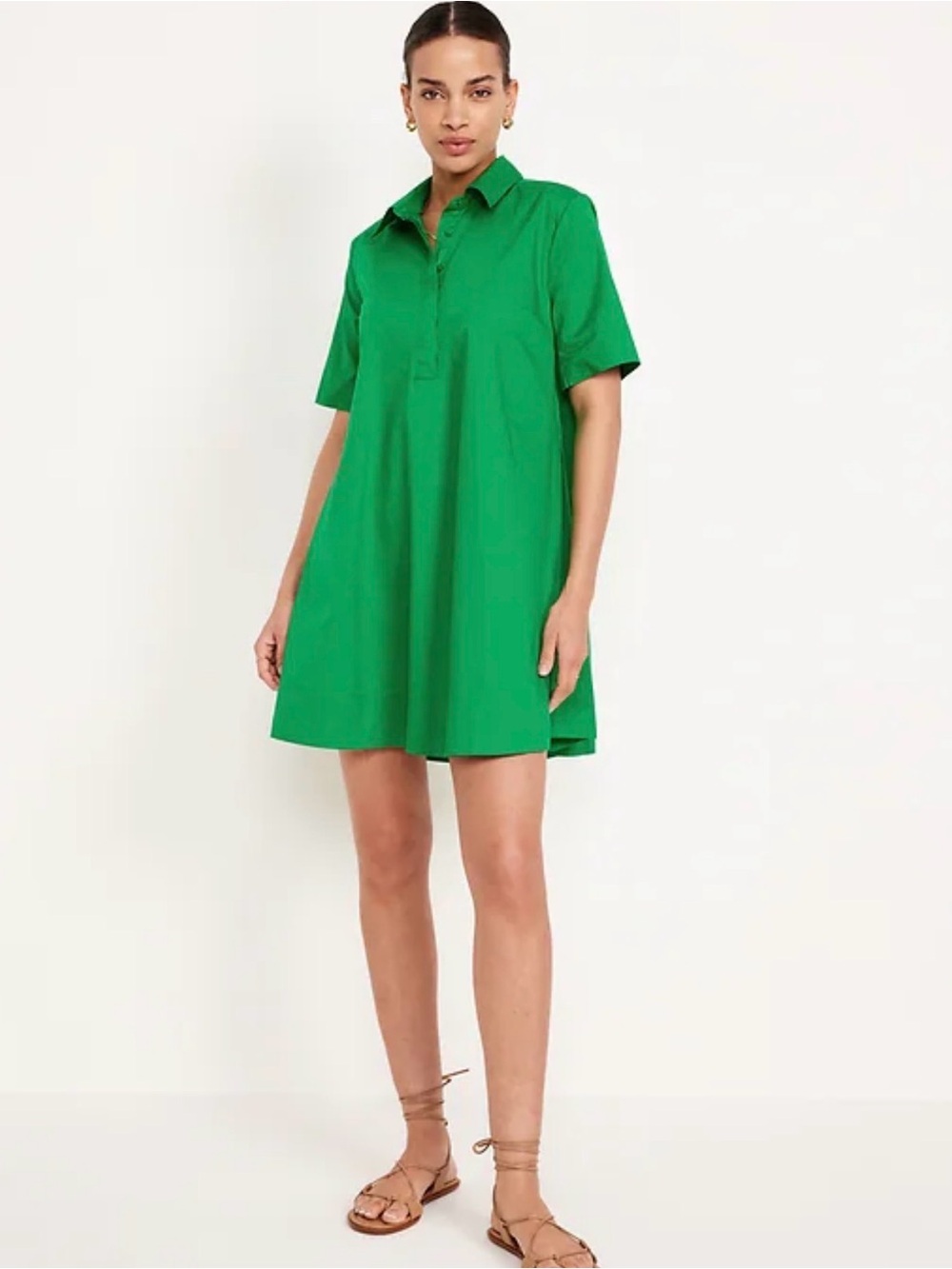 Old Navy Green Shirt Dress with Pockets 100% Cotton